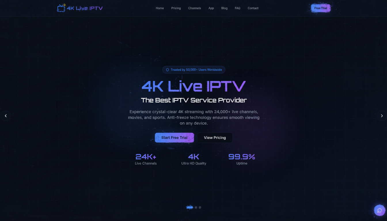4K Live IPTV homepage interface