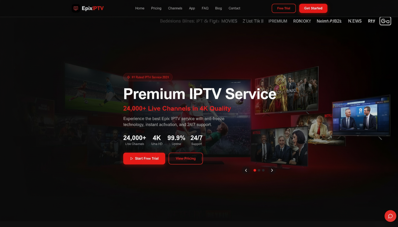 Epixs IPTV homepage interface