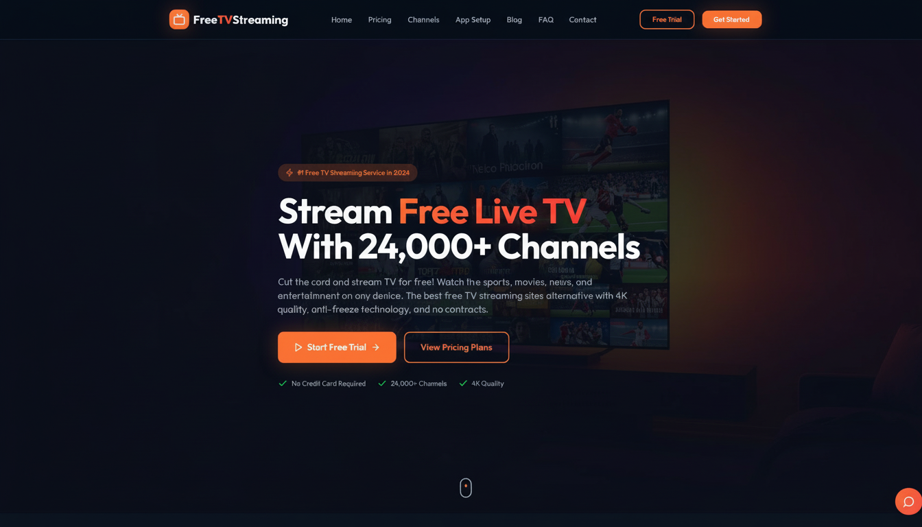 Free TV Streaming homepage interface