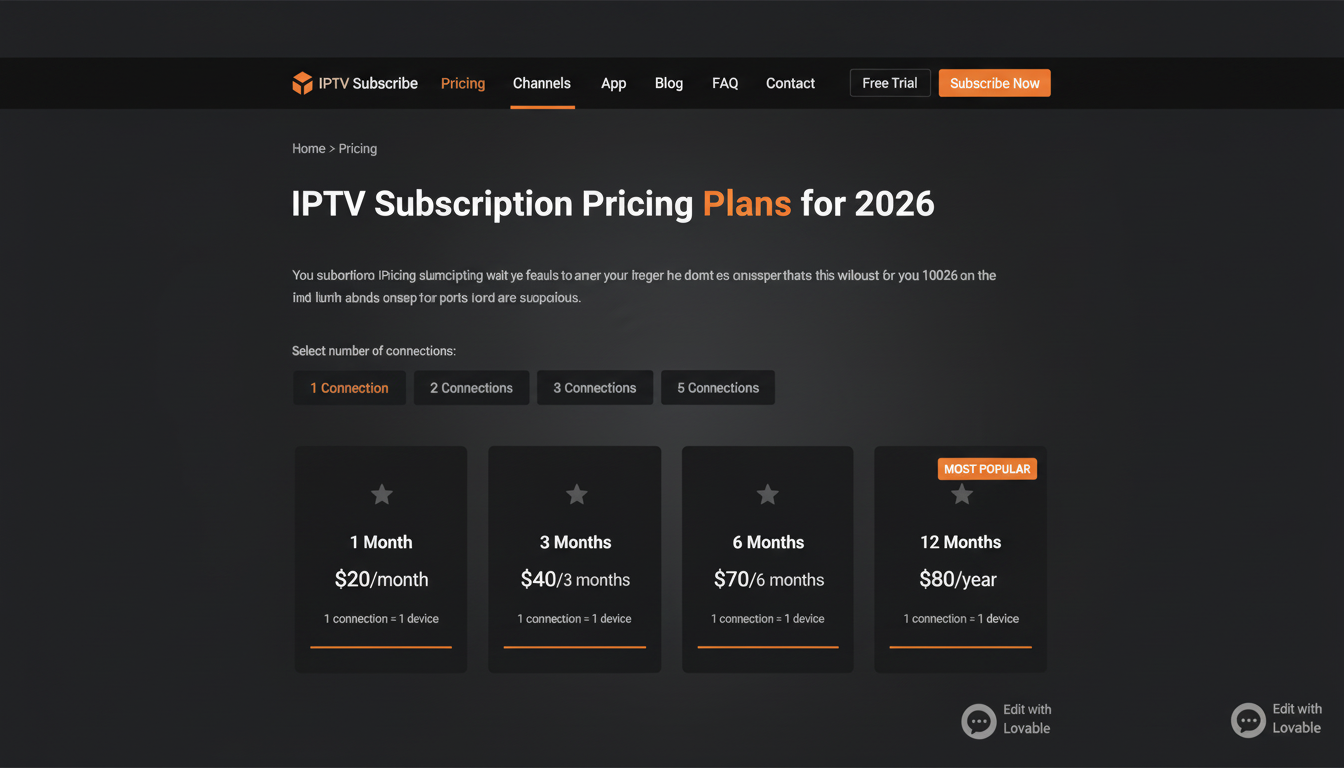 IPTV Subscribe pricing plans