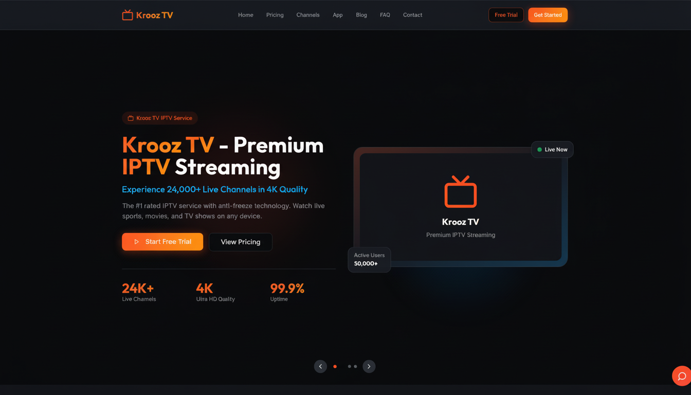 Krooz IPTV homepage interface