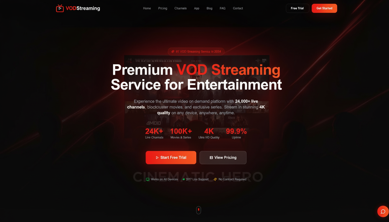 VOD Streaming homepage interface